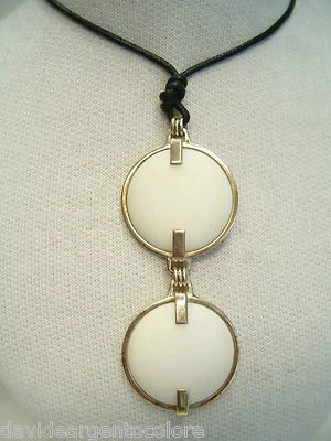 Ciondolo in ARGENTO 925 con PIETRE DURE naturali bianche e girocollo - pendente - Immagine 1 di 3