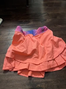 Girls IVIVVA Size 12 orange Neon Coral ruffle athletic skirt tennis golf - Picture 1 of 5