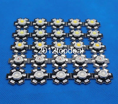 Hot 10-100 pcs 1W 3W High Power red/green/Blue/Royal blue LED with 20mm star pcb