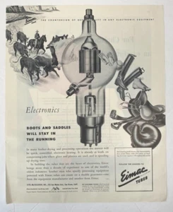 Eimac Röhren Vintage Print Werbung Elektronik Rinder Sättel Stiefel - Bild 1 von 2