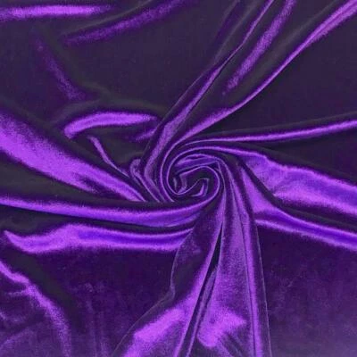 French (Purple) 4 WAY Spandex Stretch Velvet Fabric By The Yard//Smooth Back - Image 1 of 4