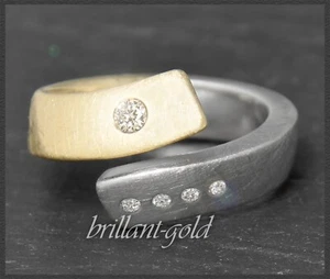 Diamant Ring mit 0,23ct Brillanten, 585 Gelbgold & Weißgold Damen Bandring - Bild 1 von 7