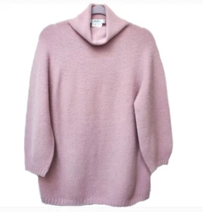 Suéter Max Mara Mujer Rosa Rubor Suave Cachemira Cuello Alto Talla L Minimalista - Imagen 1 de 10