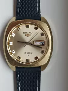 Seiko GP 6119-71030 silver sunburst dial waterproof 1969 new rubber strap - Picture 1 of 5