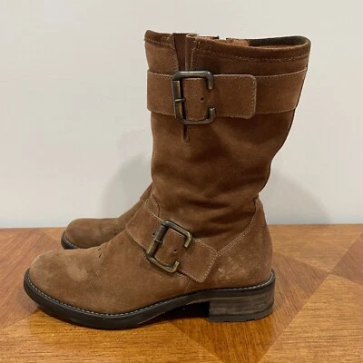 Botas Paul Green Suri para mujer talla US 5,5 marrón gamuza doble hebilla cremallera 9 pulgadas Foto 1 de 4