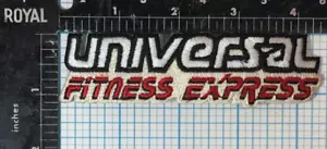VINTAGE UNIVERSAL FITNESS EXPRESS GYM ADVERTISING PROMOTIONAL 4.5" IRON ON PATCH - Picture 1 of 2