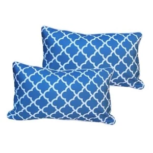Pack of 2 Outdoor Indoor Throw Pillow Covers 12"×20"(2covers) Blue and White - Picture 1 of 8