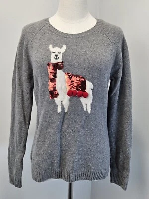 Artisan N Y Womens Christmas Sweater Merino Wool Medium Llama Graphic Print - Image 1 of 4