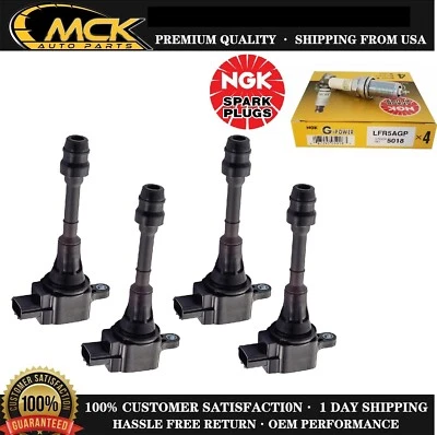 4x Bobina de encendido y 4x Bujía NGK para Nissan Altima Sentra 02-06 X-Trail Foto 1 de 4