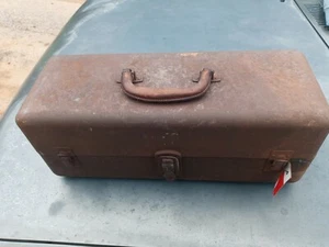 Vintage Tackle box Leather Handle Straight a559 - Picture 1 of 8
