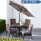 7.5 Foot Market Table Umbrella Push-up Round Garden 6 Steel Ribs Deck Tan