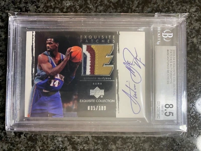 2003-04 Exquisite Collection Antonio Mcdyess BGS 8.5 GAME USED PATCH AUTO /100 - Image 1 of 2