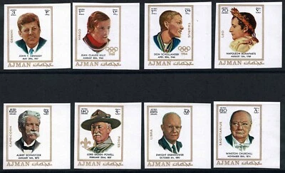 Conjunto de personas famosas Ajman 1970, JFK, Churchill, Juegos Olímpicos, Imperf MNH Foto 1 de 2