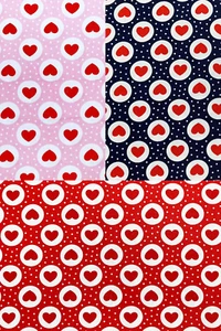 Crafts Fabrics Rose & Hubble Red- Pink -Navy -Love Hearts Valentines Day Cotton - Picture 1 of 4