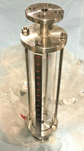 Milton Roy Calibration Pot - 1.5L Glass / FPM Tube, SS316L, 1/2" ANSI 150 Flange - Picture 1 of 11