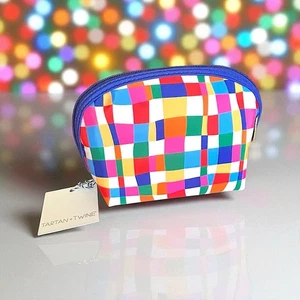 Bolsa de Cosméticos Tartán + Cordel Multicolor Parte Superior Redonda - Bolsa de Viaje de Maquillaje Nueva con Etiquetas - Imagen 1 de 17