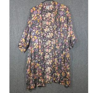 Accappatoio Vintage Disney 100% Seta Viola Topolino Floreale Taglia XL - Manca Cintura - Foto 1 di 7