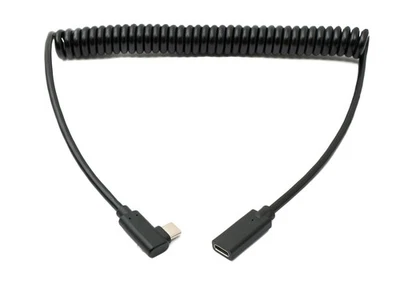 SYSTEM-S Câble USB 3.1 180 cm Type C Femelle vers Mâle Spirale Gauche Right A... - Photo 1/4