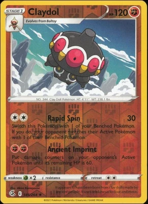 Pokemon - Claydol #145/264 - SWSH08: Fusion Strike Reverse Holo - Image 1 of 2