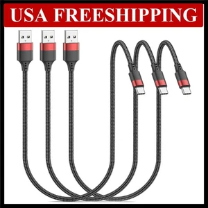 1,5 Fuß USB C Kabel, Kurzes USB auf USB C Kabel [18 Zoll, 3er Pack] Geflochten USB Typ C - Bild 1 von 9