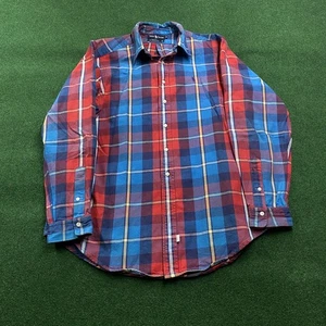 Polo Ralph Lauren vintage flanella uomo XL blu rosso quadri camicia manica lunga USA - Foto 1 di 8