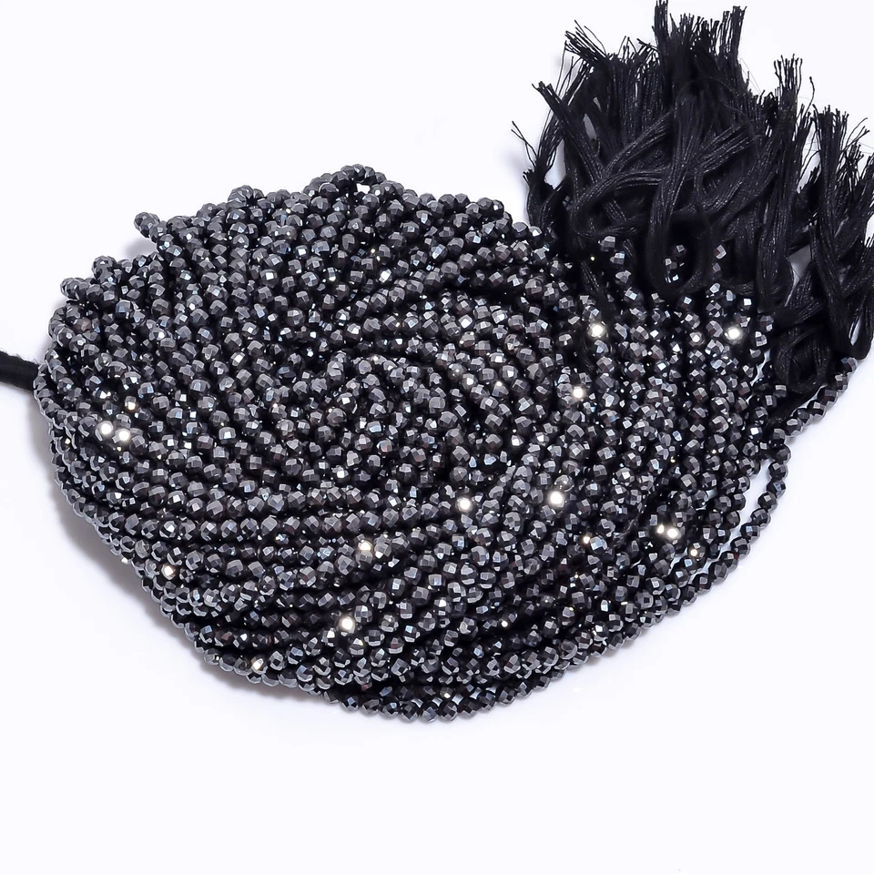 Cuentas facetadas con forma de rondelle de piedras preciosas de hematita natural hilo de 3 mm 12,5" UGB-262 Foto 1 de 2