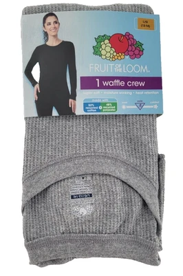 Camisa de algodón para mujer Fruit of the Loom Waffle talla grande 12-14 gris NUEVA Foto 1 de 4