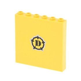 1x Lego Panel 1x6x5 Yellow Sticker Inside Dino Logo Wall Element 5887 59349pb051