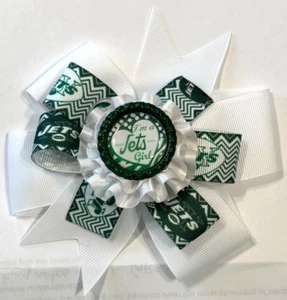 Schöne New York Jets (I'm a Jets Girl) inspirierte Haarschleife für Mädchen. - Bild 1 von 3