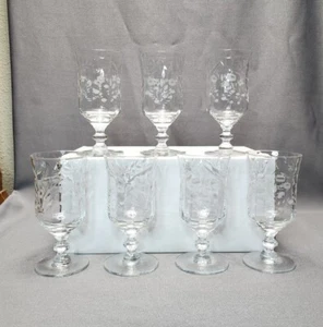Vintage Libbey Rock Sharpe Burleigh Crystal Juice Glass Set of 7 Wine Glasses - Picture 1 of 6