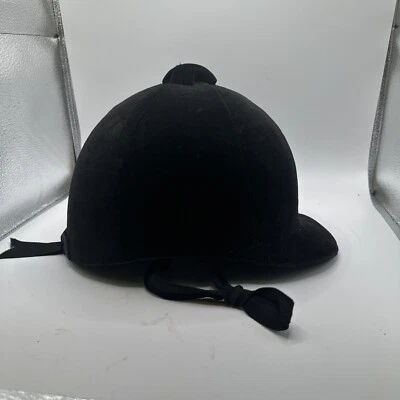 Casco de equitación vintage de terciopelo negro de doma talla 55 Alemania Kieffer Munchen Foto 1 de 4