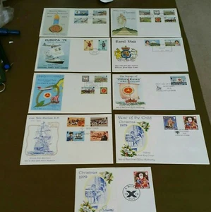 8 x Isle of Man 1979 FDC's & Xmas Card all un-addressed - Picture 1 of 11