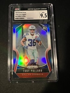 2019 Panini Prizm Tony Pollard RC Red White Blue PSA 10 Rookie Low Pop Dallas