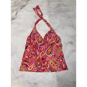 Lands End Swim Tankini Top Womens size 8 Pink Paisley suit - Picture 1 of 5