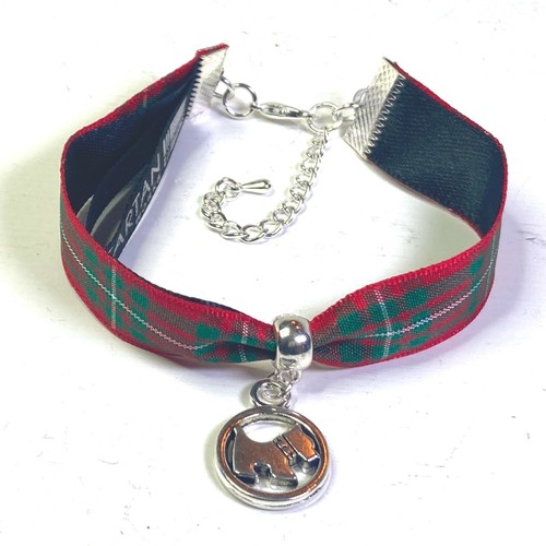 VALENTINO MACGREGOR Bracciale Tartan Scozzese con Ciondolo Cane Argento Scottie + BORSA REGALO