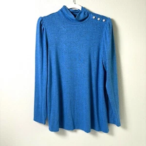 Top Susan Graver Lifestyle Heather Spazzolato Kit Taglia M Blu Increspato Finto Collo - Foto 1 di 11