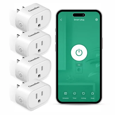 4x GreenSun WLAN Smart Socket MINI Wireless WiFi Smart Plug Alexa Google Home - Image 1 of 4