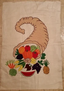 Needlework Finished Completed ~ Large Cornucopia ~ Machine Stitched? - Picture 1 of 3