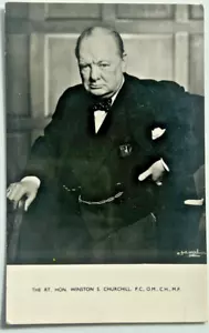HONORABLE WINSTON CHURCHILL RPPC Postal El León Rugiente Retrato R Tuck D8 - Imagen 1 de 4