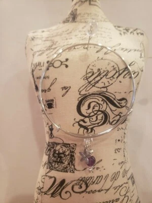 Pulsera con pendientes de cristal de fluorita púrpura arco iris natural  Foto 1 de 3