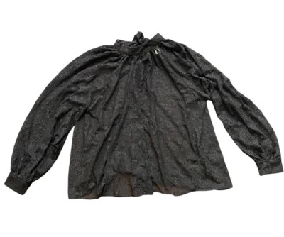 Blusa de encaje negra H&M talla XL cuello falso manga larga Foto 1 de 2