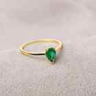 Emerald Pear Ring, May Birthstone, Dainty Ring, 925 Sterling Silver Emerald Ring