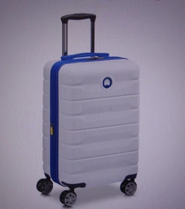 Delsey Air Armour Hardside Spinner Luggage White/Blue 20" New in Box - Picture 1 of 9