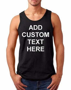 Mens Tank Top Custom Personalized Shirts Your Own Text Business Name Gift Shirt - Picture 1 of 6