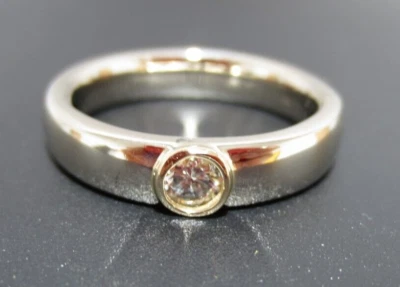 14K 2TONE GOLD DIAMOND BAND RING 0.30 ct SZ 10 4.91 MM WIDE 9.36 grams (AI-1284) - Image 1 of 4