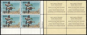 UNITED STATES 1980 Hunting Permit $7.5 Mallards-Sc#RW47-Blk x4-MNH OG - Picture 1 of 3