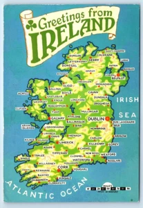 Saludos desde IRLANDA mapa ilustrado cartógrafo 4x6 postal - Imagen 1 de 2