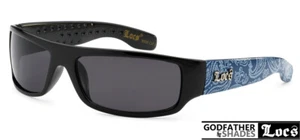Locs 9003 Blue BANDANA Black Sunglasses | Gangster Cholo Designer Men's Shades - Picture 1 of 2