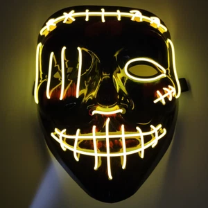 Purge Halloween LED Light Up Mask 3 Modes Costume Rave Cosplay Party Clubbing US - Picture 1 of 34