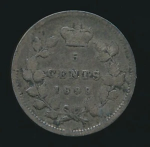 Canada 1899 5 CENTS .0346 ounces of SILVER! - Picture 1 of 2